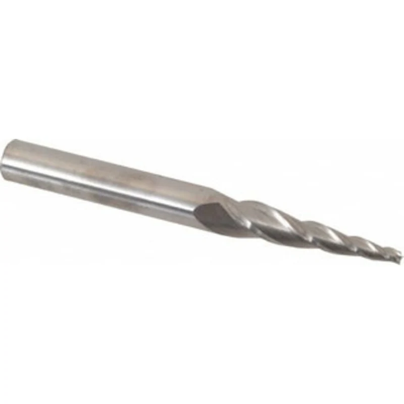 Accupro 5 per Side 3/32 Small End Diam 1-1/4 LOC 3-Flute Solid Carbide Tapered Square End Mill Uncoated, 5/16 Shank D...